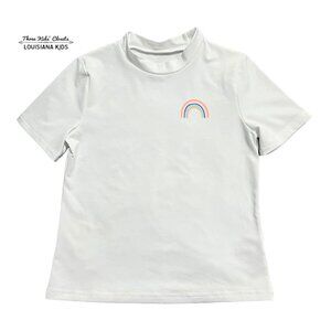 Cat & Jack L (10/12) White Rainbow Rashguard Swim Shirt